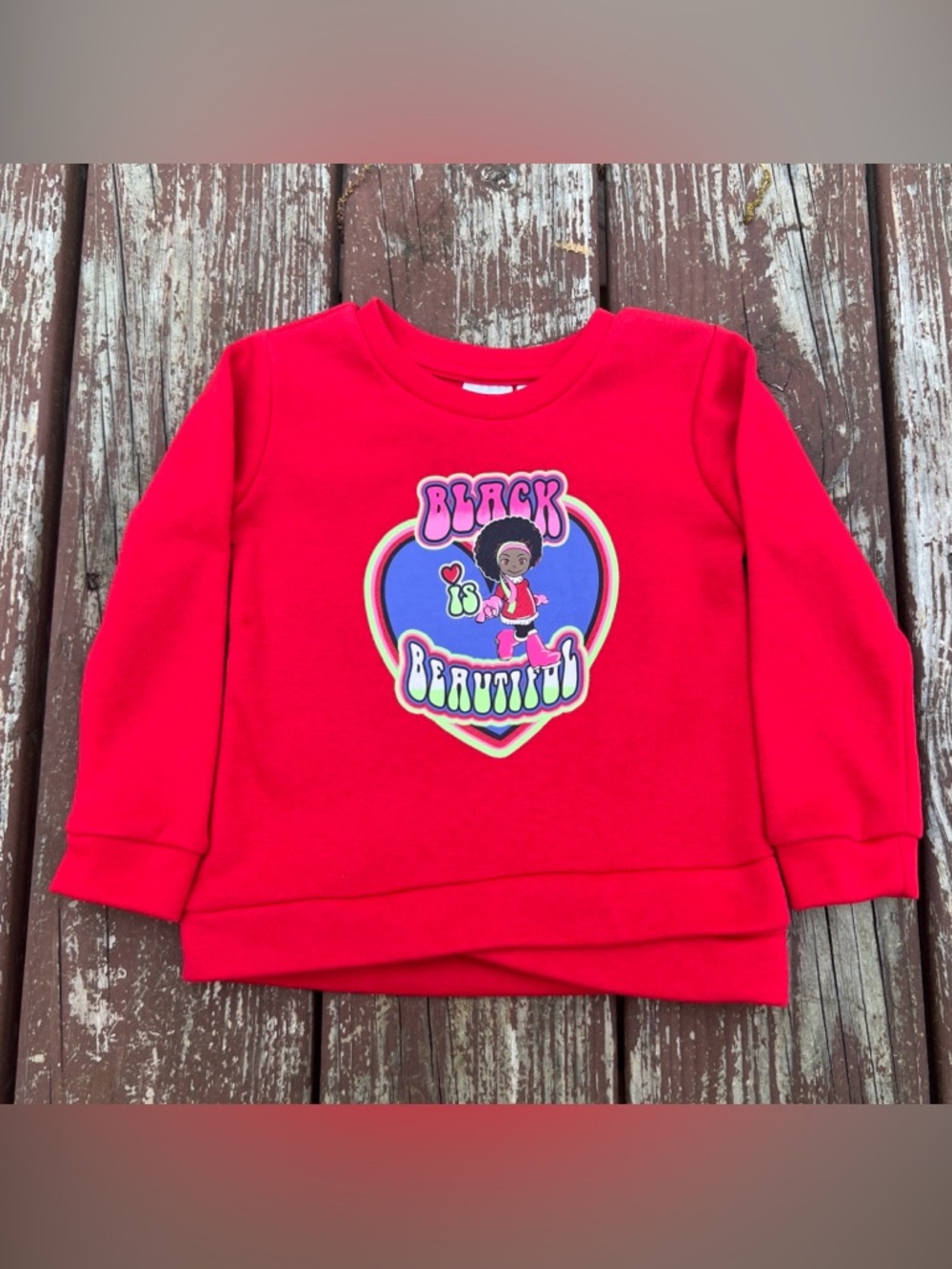 INDENT Toddler Girls Black is Beautiful Red L/S Casual Kidcore Sweatshirt|Sz:18M